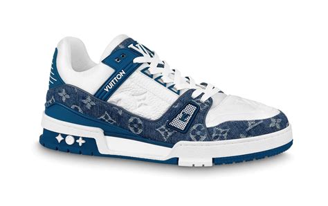 louis vuitton denim shoe|Louis Vuitton LV Trainer Monogram Denim White Blue .